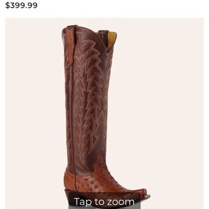 Cognac Full Quill Ostrich Boots - Women’s size 7.5 brand new